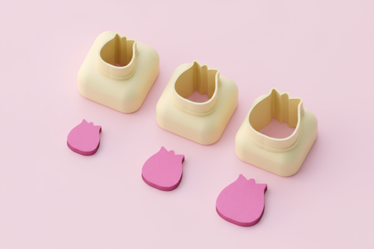 Mini emporte-pièce rose – cutter pâte polymère bijoux DIY breloques – 8 10 12 mm – EP-309 – fabriqué en France