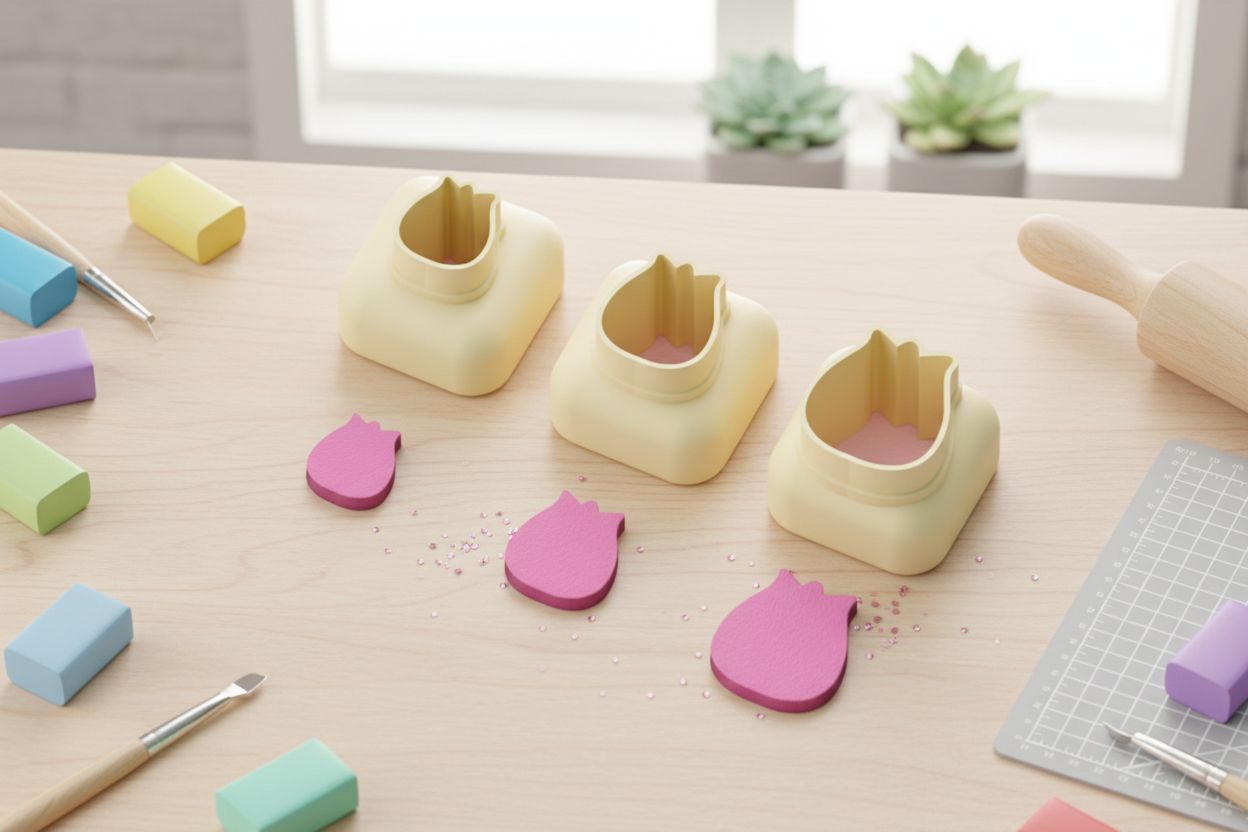 Mini emporte-pièce rose – cutter pâte polymère bijoux DIY breloques – 8 10 12 mm – EP-309 – fabriqué en France