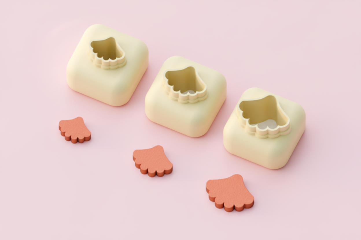 Mini emporte-pièce coquille Saint-Jacques – cutter pâte polymère bijoux DIY breloques – 8 10 12 mm – EP-310 – fabriqué en France