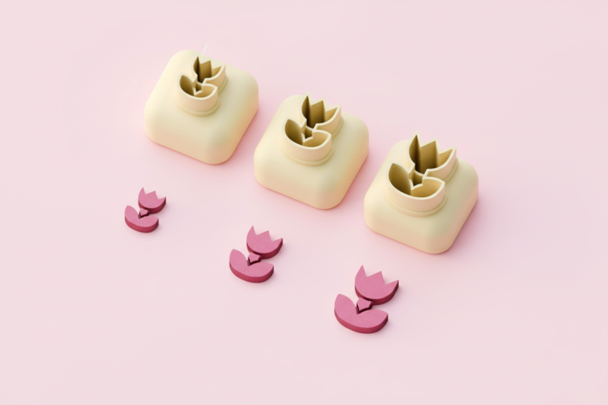 Mini emporte-pièce tulipe – cutter pâte polymère bijoux DIY breloques – 8 10 12 mm – EP-317 – fabriqué en France