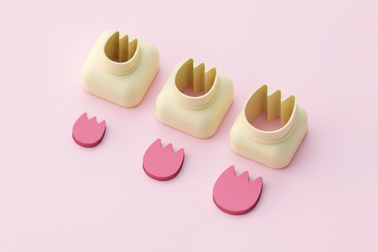 Mini emporte-pièce tulipe – cutter pâte polymère bijoux DIY breloques – 8 10 12 mm – EP-318 – fabriqué en France