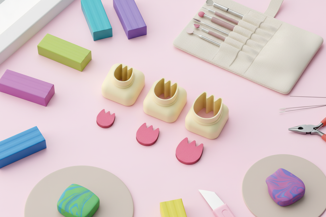 Mini emporte-pièce tulipe – cutter pâte polymère bijoux DIY breloques – 8 10 12 mm – EP-318 – fabriqué en France