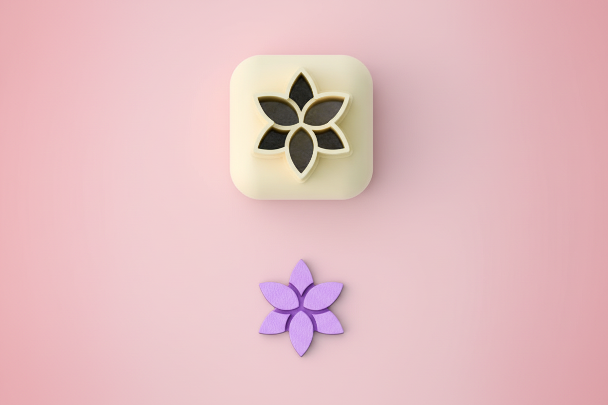 Mini emporte-pièce fleur étoilée – cutter pâte polymère bijoux DIY breloques – 8 10 12 mm – EP-323 – fabriqué en France