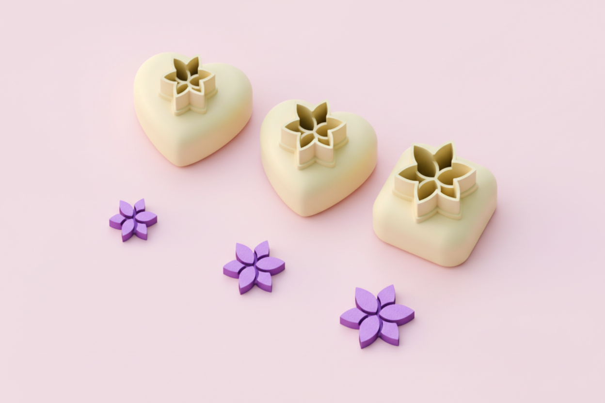 Mini emporte-pièce fleur étoilée – cutter pâte polymère bijoux DIY breloques – 8 10 12 mm – EP-323 – fabriqué en France