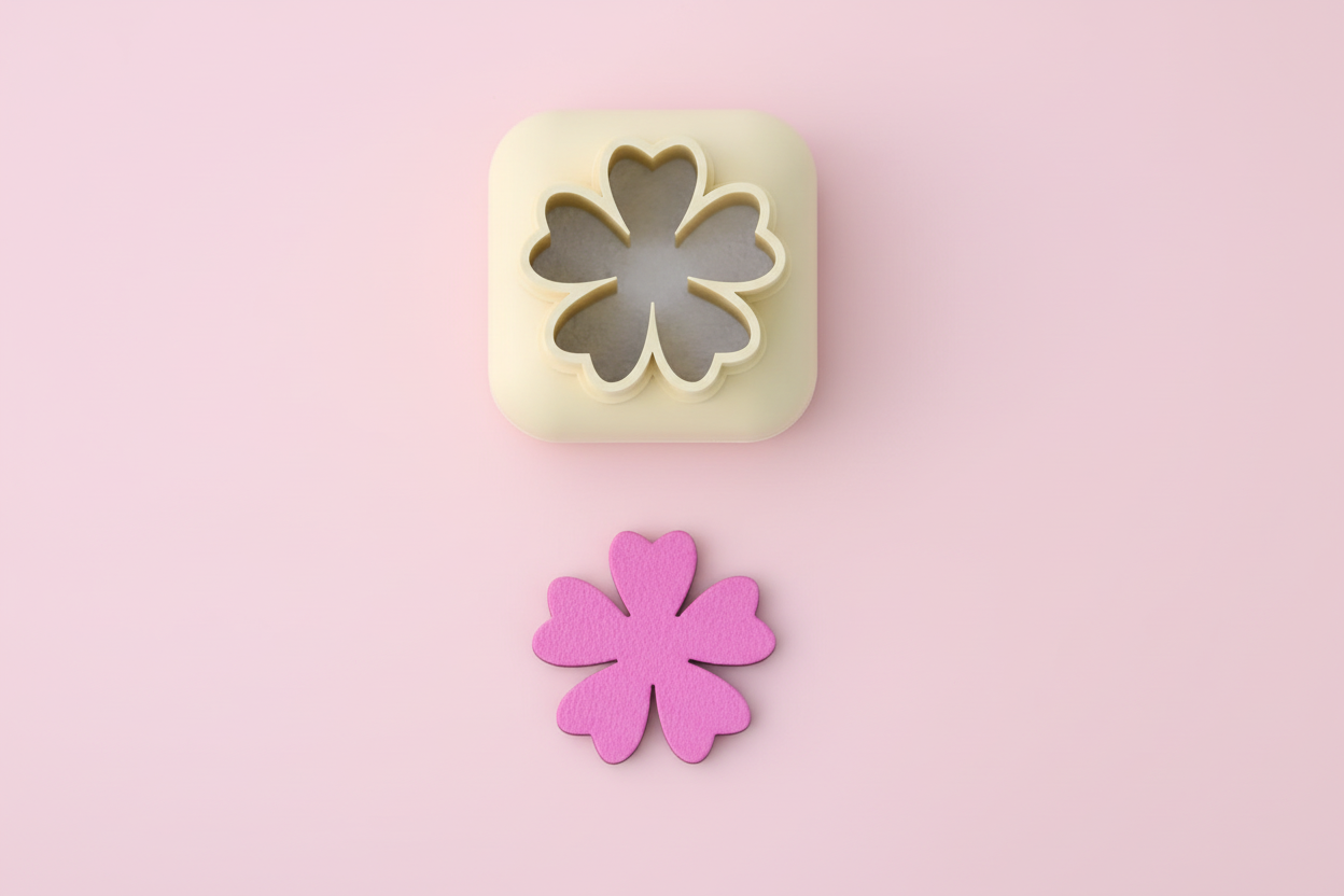 Mini emporte-pièce fleur cœur – cutter pâte polymère bijoux DIY breloques – 8 10 12 mm – EP-326 – fabriqué en France