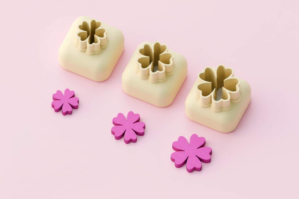 Mini emporte-pièce fleur cœur – cutter pâte polymère bijoux DIY breloques – 8 10 12 mm – EP-326 – fabriqué en France