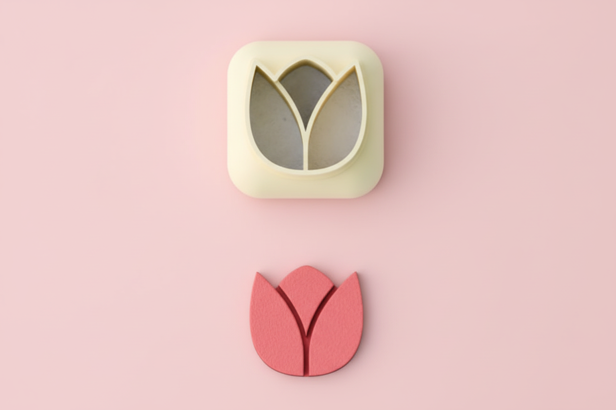 Mini emporte-pièce tulipe – cutter pâte polymère bijoux DIY breloques – 8 10 12 mm – EP-329 – fabriqué en France