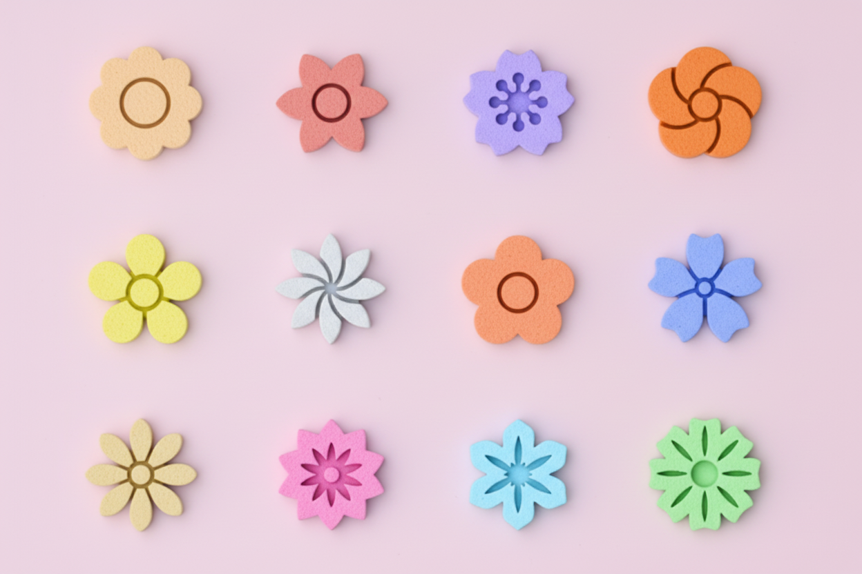 Set mini emporte-pièces fleurs – 12 modèles – cutter pâte polymère bijoux DIY – avec ou sans socle – EP-330 – fabriqué en France