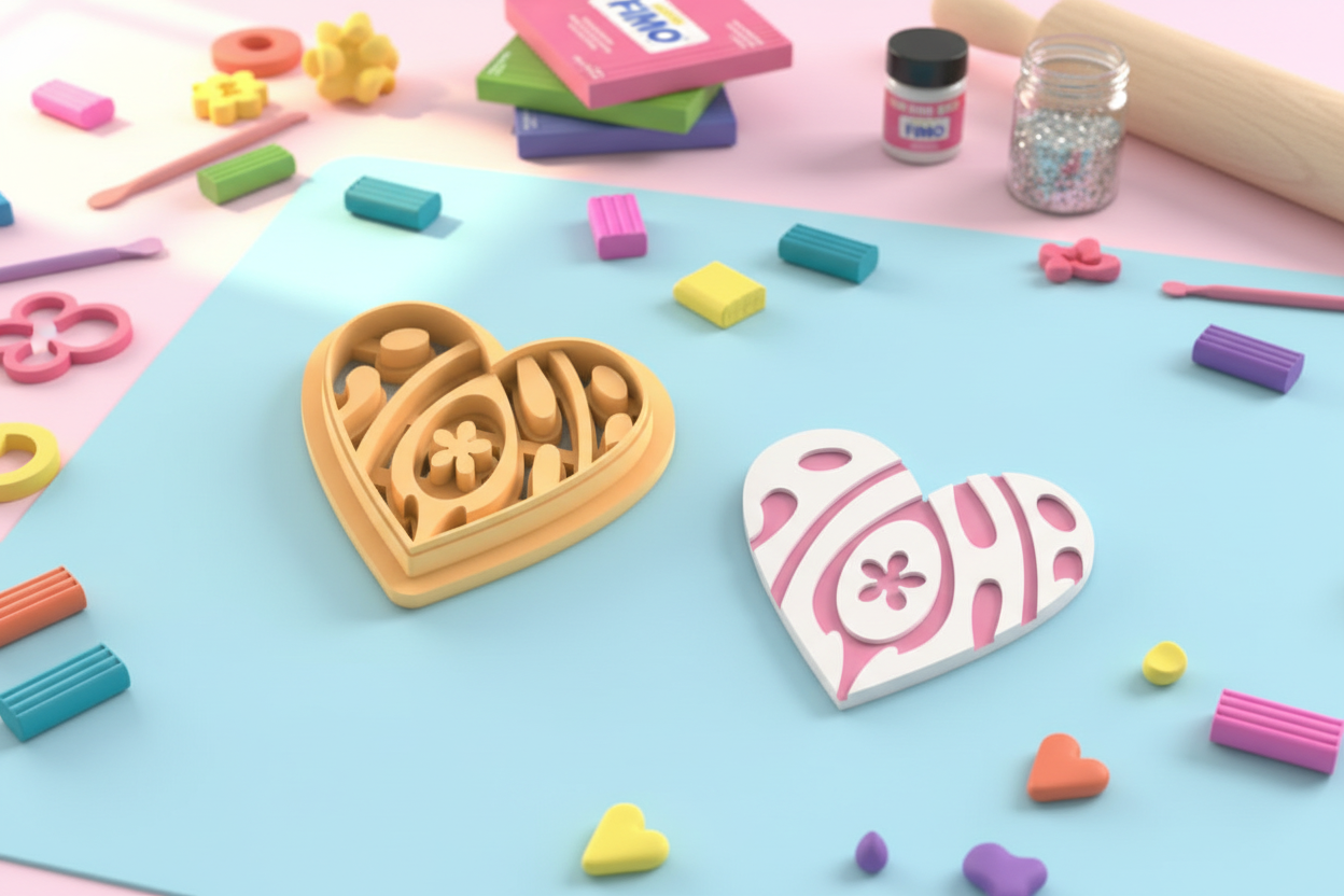 Emporte-pièce cœur bohème – pâte polymère bijoux DIY – 25 à 45 mm – EP-334 – fabriqué en France