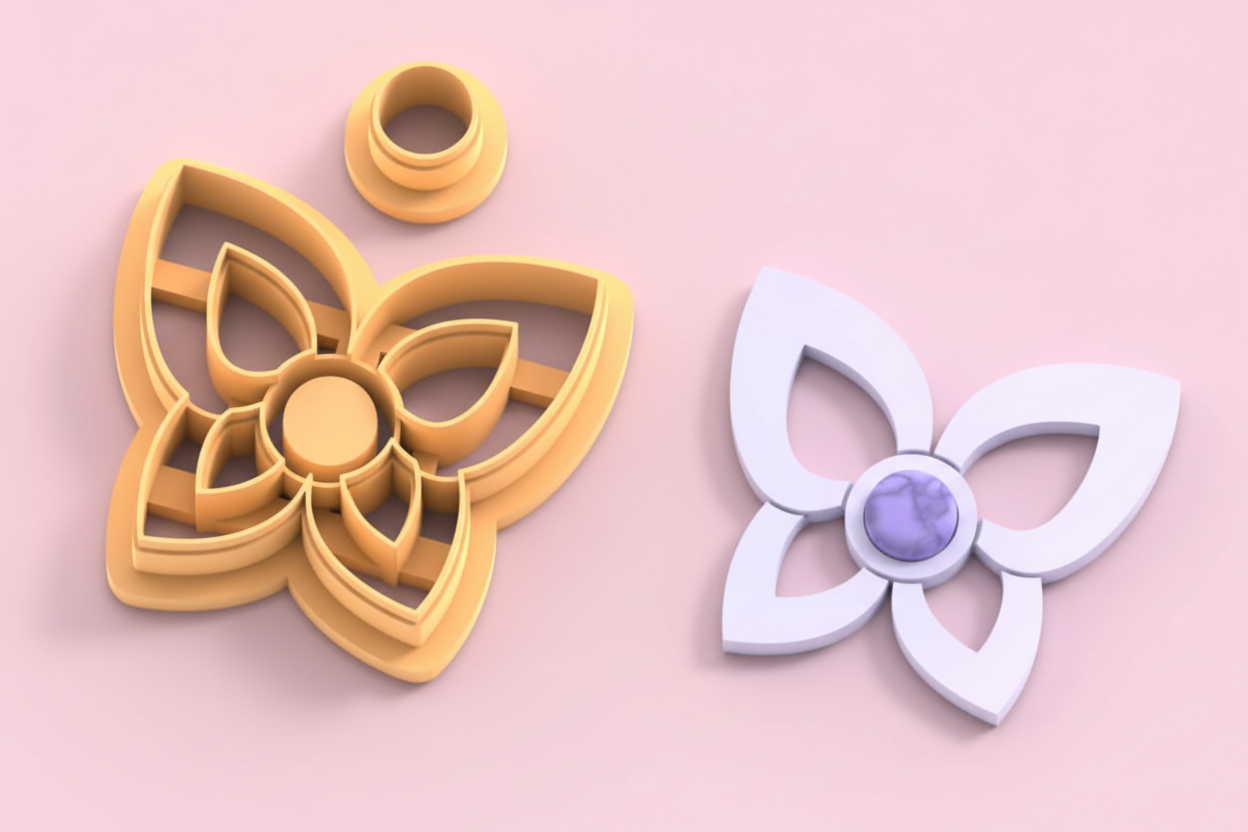 Emporte-pièces papillon + rond – lot de 2 – pâte polymère bijoux DIY – 30 à 50 mm – EP-338 – fabriqué en France