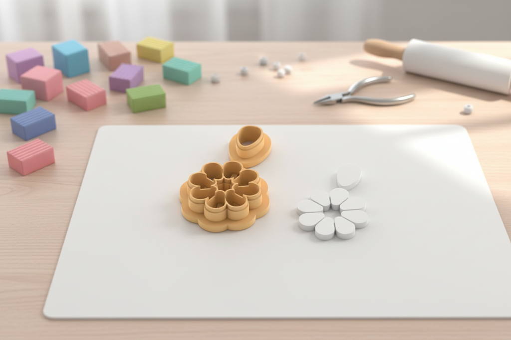 Emporte-pièces fleur pétales + goutte – lot de 2 – pâte polymère bijoux DIY – 30 à 50 mm – EP-344 – fabriqué en France