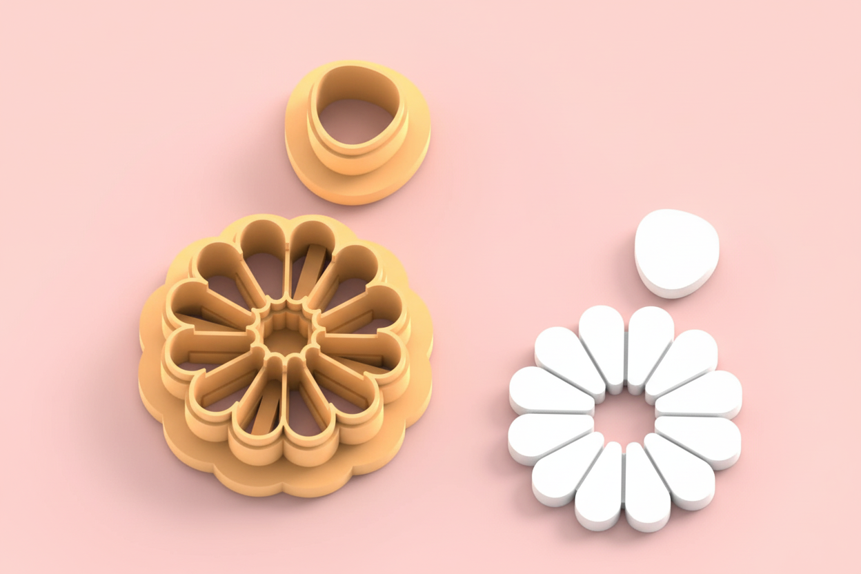 Emporte-pièces fleur pétales fins + goutte – lot de 2 – pâte polymère bijoux DIY – 30 à 50 mm – EP-345 – fabriqué en France