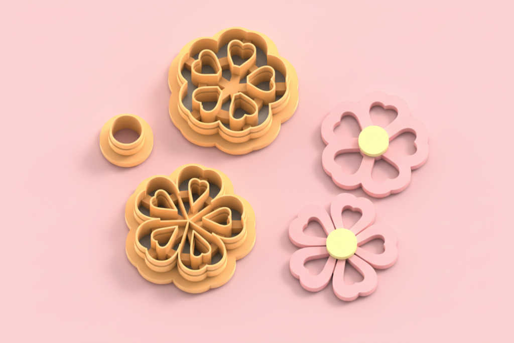 Emporte-pièces fleur sakura ajourée – lot de 2 – pâte polymère bijoux DIY – 25 à 45 mm – EP-346 – fabriqué en France
