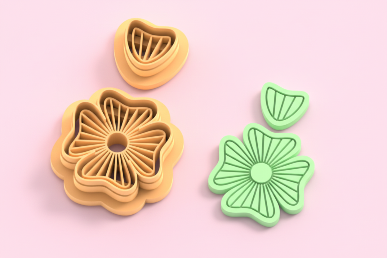 Emporte-pièces trèfle – lot de 2 – pâte polymère bijoux DIY – 30 à 50 mm – EP-347 – fabriqué en France