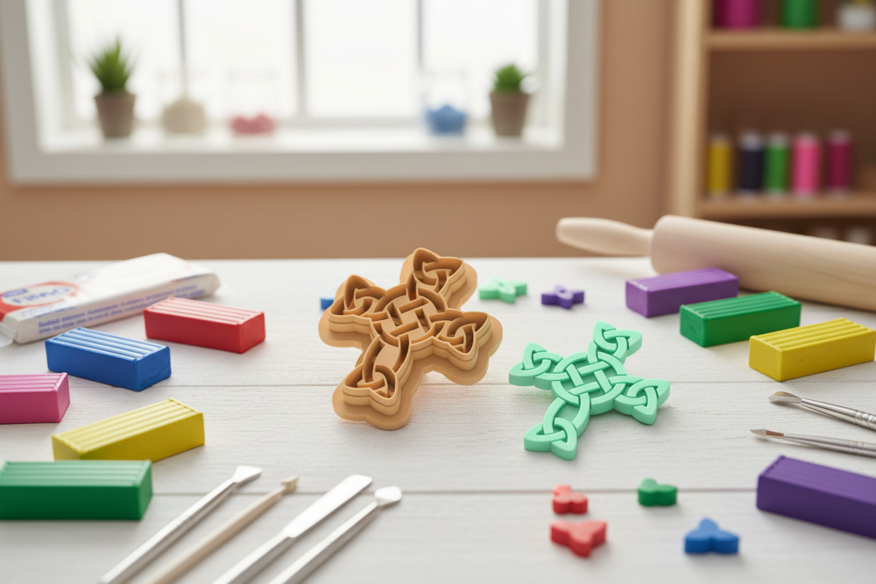Emporte-pièce croix celtique – pâte polymère bijoux DIY – 40 à 60 mm – EP-349 – fabriqué en France