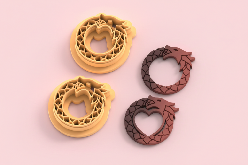 Emporte-pièces dragon – lot de 2 – pâte polymère bijoux DIY – 25 à 45 mm – EP-357 – fabriqué en France