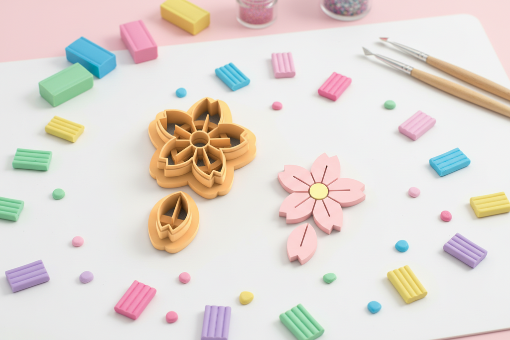 Emporte-pièces fleur sakura + pétale – lot de 2 – pâte polymère bijoux DIY – 25 à 45 mm – EP-361 – fabriqué en France