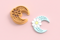 Emporte-pièce lune fleur marguerite – pâte polymère bijoux DIY – 25 à 45 mm – EP-363 – fabriqué en France