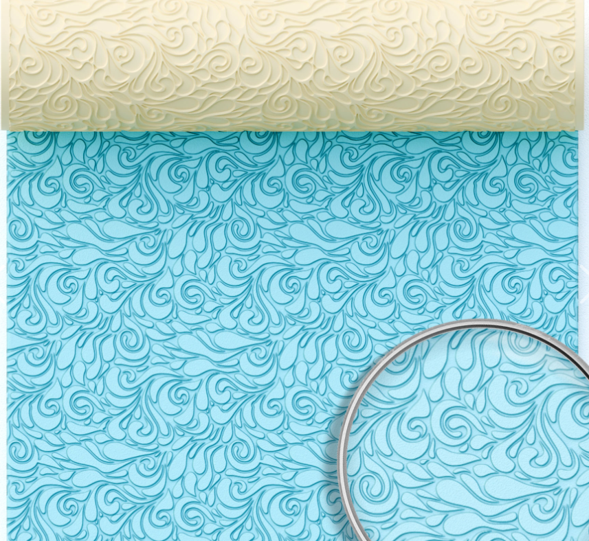 Rouleau texture fleurs arabesques – pâte polymère bijoux DIY – 8 cm x 2,4 cm – RL01 – fabriqué en France
