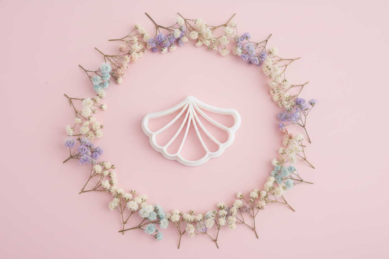 Emporte-pièce coquillage éventail – pâte polymère bijoux DIY – 30 à 50 mm – EP-366 – fabriqué en France