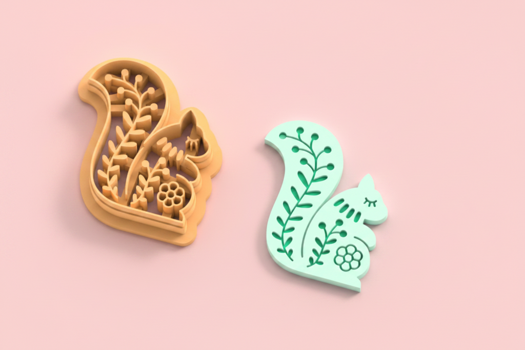 Emporte-pièce écureuil floral – pâte polymère bijoux DIY – 25 à 45 mm – EP-378 – fabriqué en France