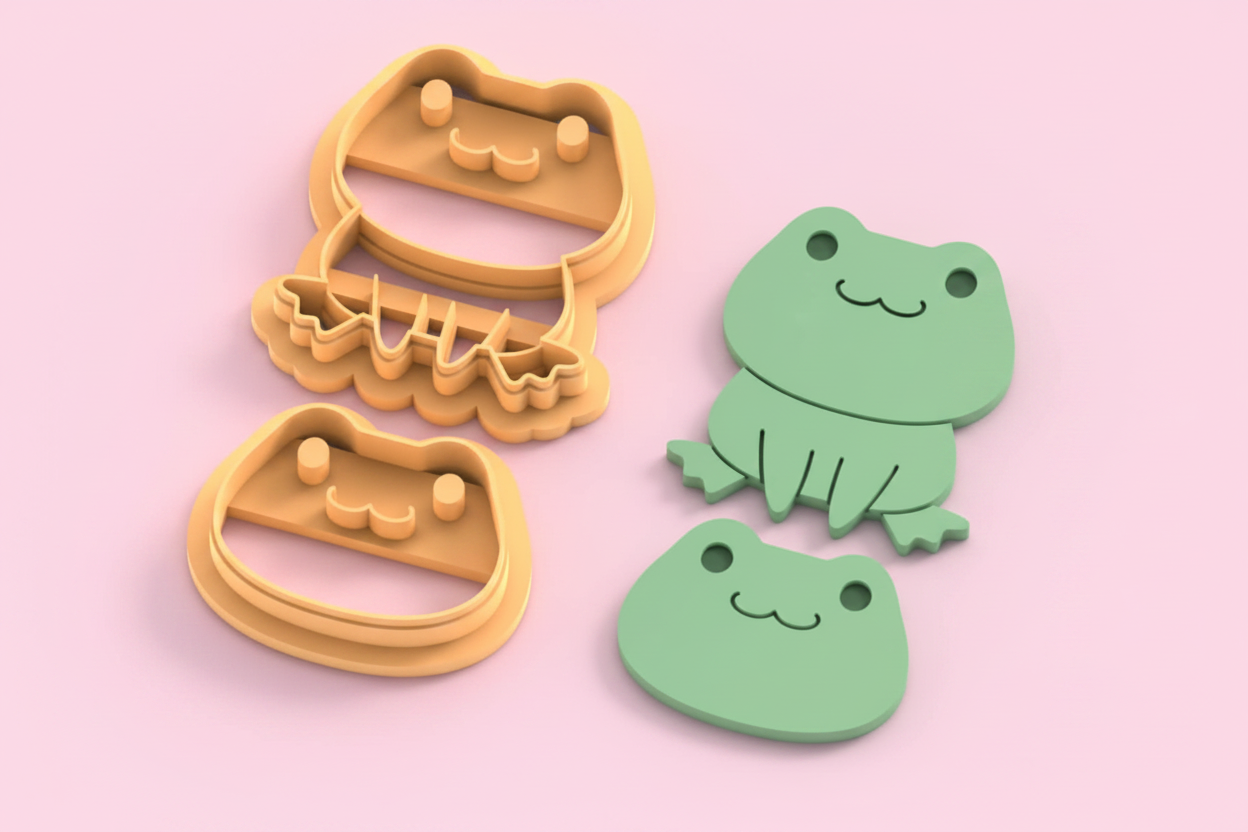 Emporte-pièces grenouille mignonne – lot de 2 – pâte polymère bijoux DIY – 20 à 45 mm – EP-379 – fabriqué en France