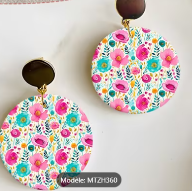 Feuille de transfert fleurs pour pâte polymère  – 10 × 14 cm – DIY bijoux. TF29