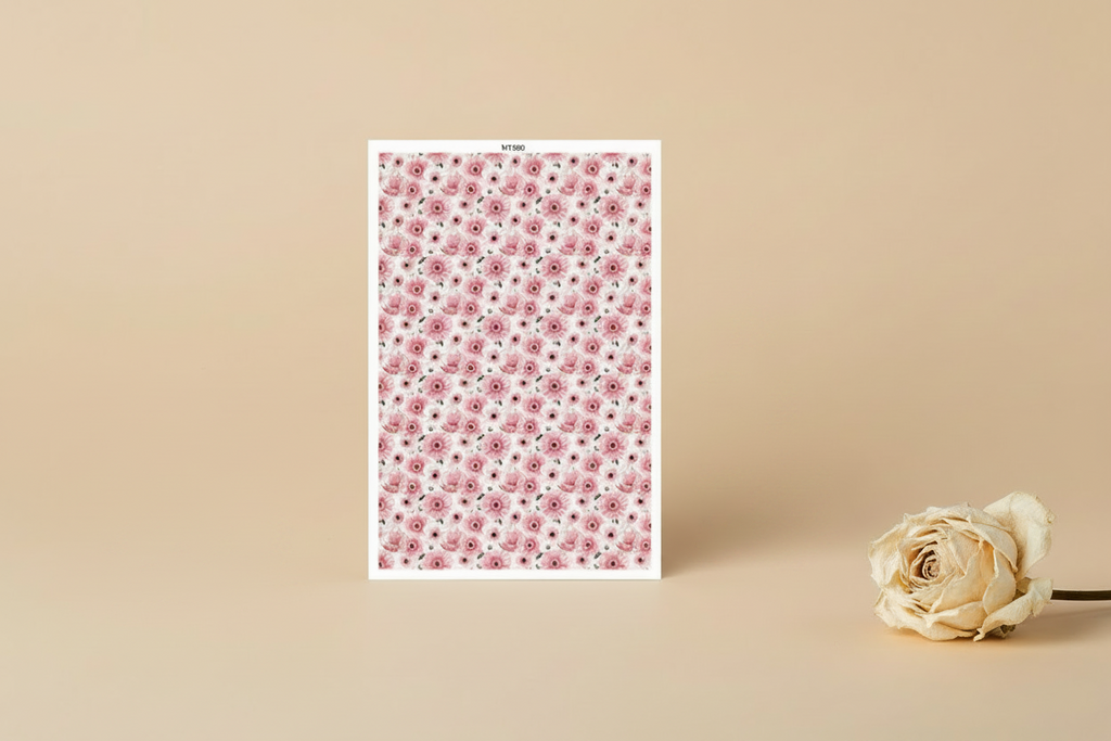 Feuille de transfert fleurs  pour pâte polymère  – 10 × 14 cm – DIY bijoux. TF30