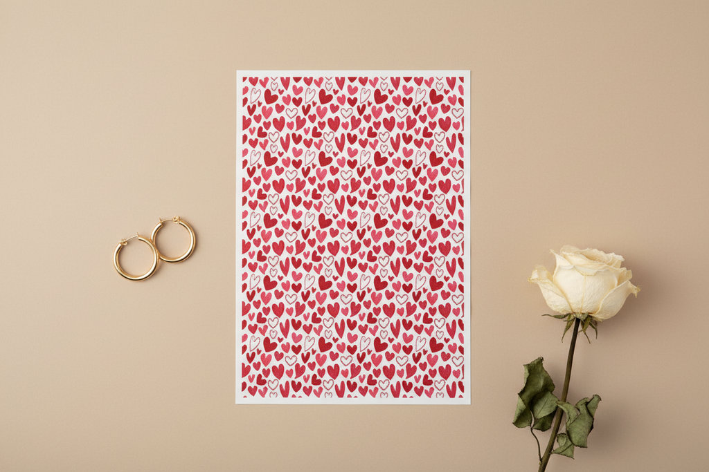 Feuille de transfert coeur pour pâte polymère  – 10 × 14 cm – DIY bijoux. TF04