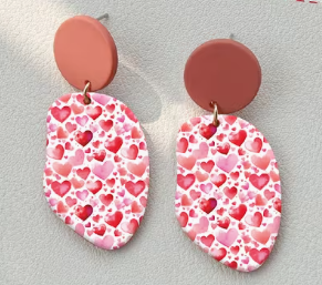 Feuille de transfert coeur pour pâte polymère  – 10 × 14 cm – DIY bijoux. TF23