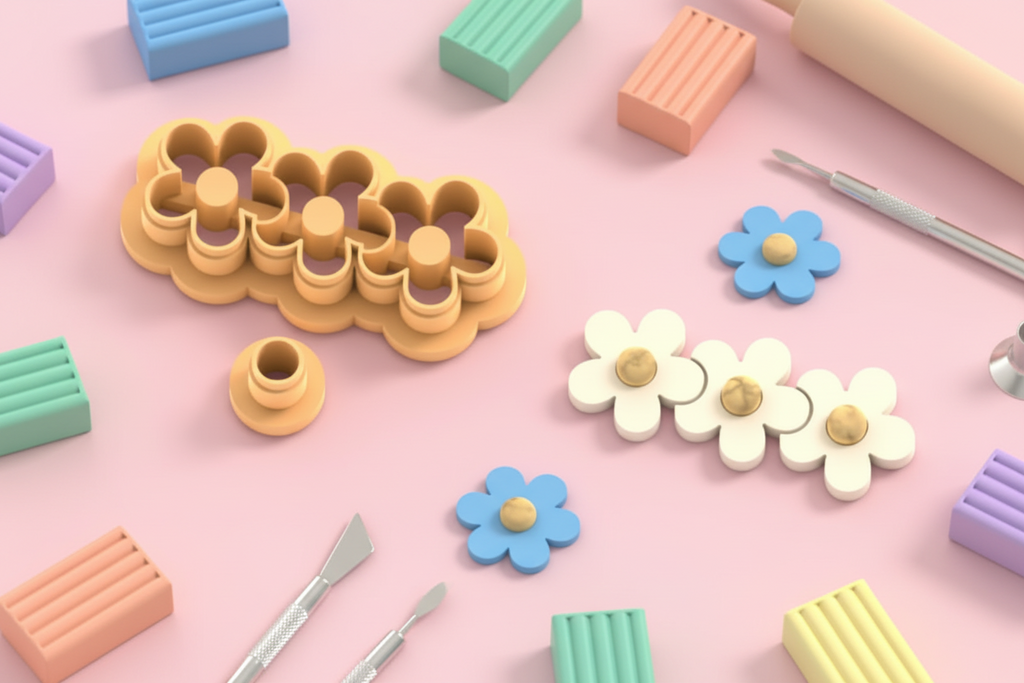 Emporte-pièce barrette fleurs – pâte polymère bijoux DIY – 40 à 60 mm – EP-385 – fabriqué en France