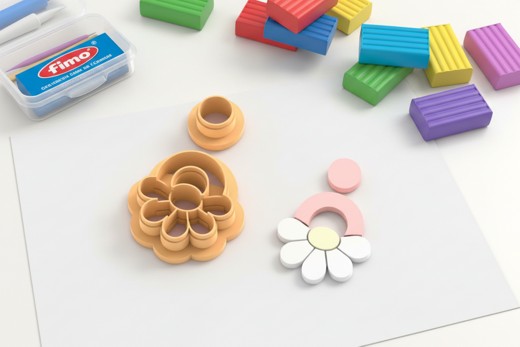 Emporte-pièce fleur pampille avec attache – pâte polymère bijoux DIY – 25 à 45 mm – lot de 2 – EP-387 – fabriqué en France