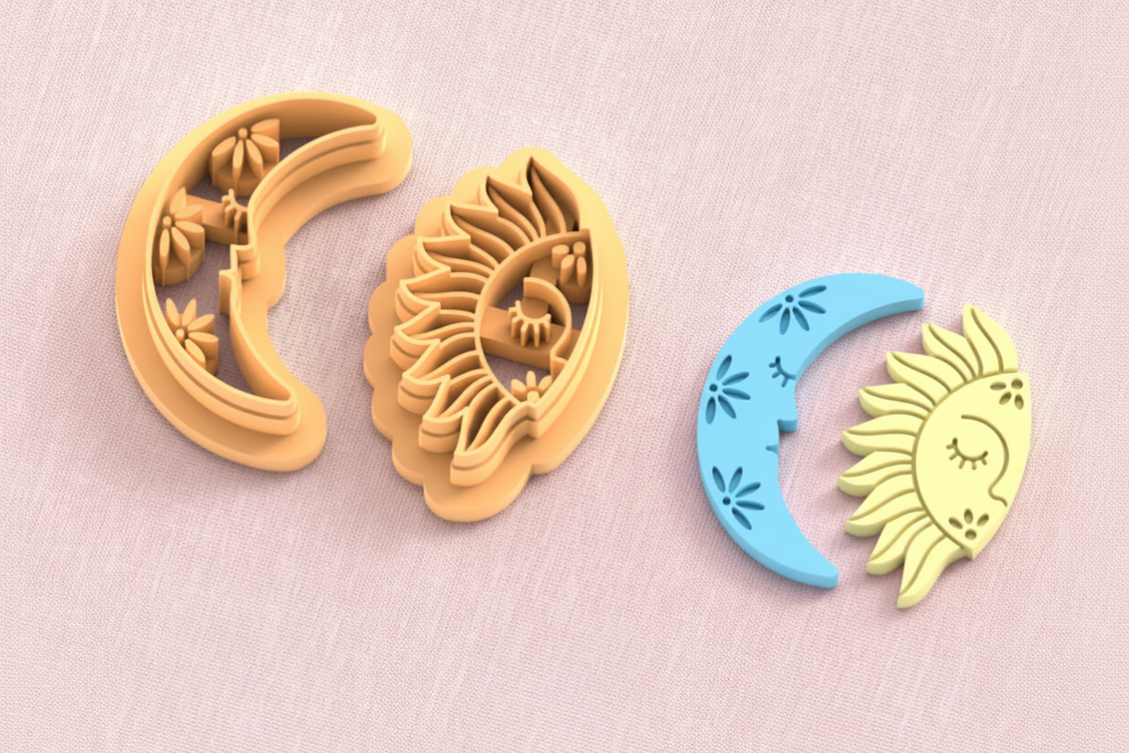 Emporte-pièce lune & soleil pampilles – pâte polymère bijoux DIY – 30 à 50 mm – EP-389 – fabriqué en France