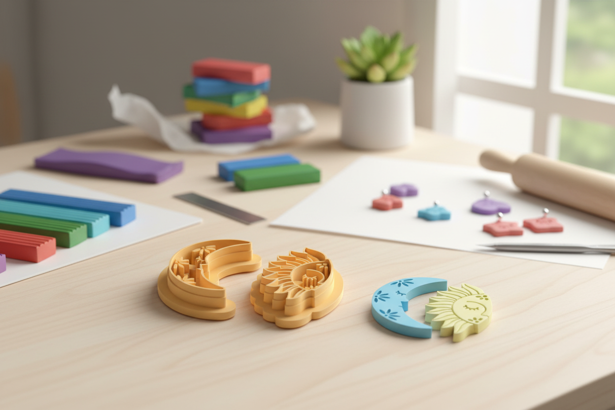 Emporte-pièce lune & soleil pampilles – pâte polymère bijoux DIY – 30 à 50 mm – EP-389 – fabriqué en France