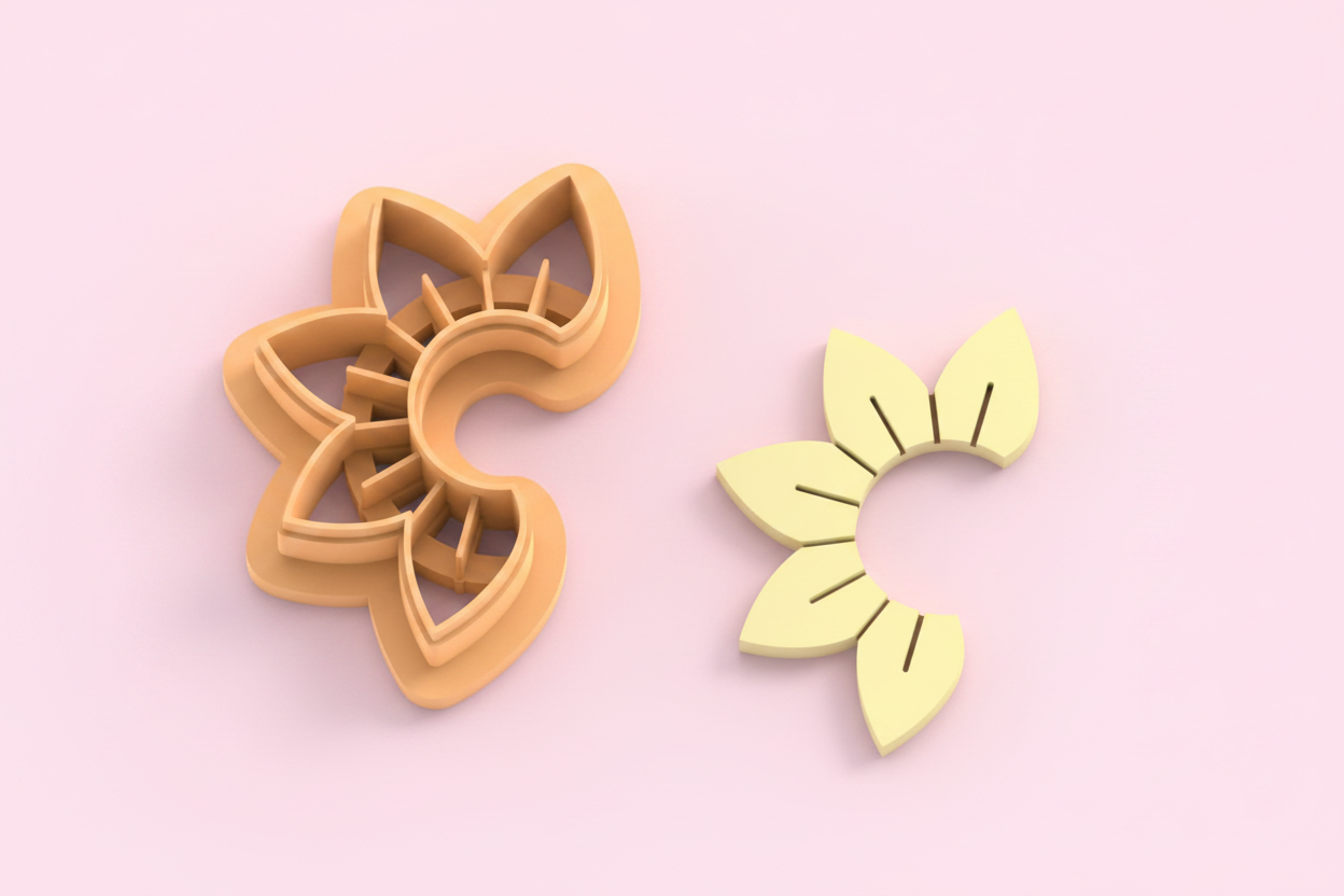 Emporte-pièce fleur soleil ajourée pampille – pâte polymère bijoux DIY – 25 à 45 mm – EP-390 – fabriqué en France
