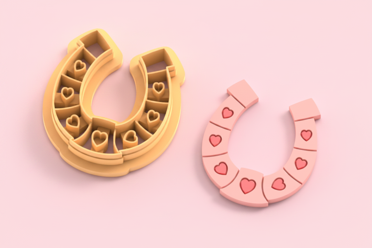Emporte-pièce fer à cheval cœurs – pâte polymère bijoux DIY – 25 à 45 mm – EP-392 – fabriqué en France