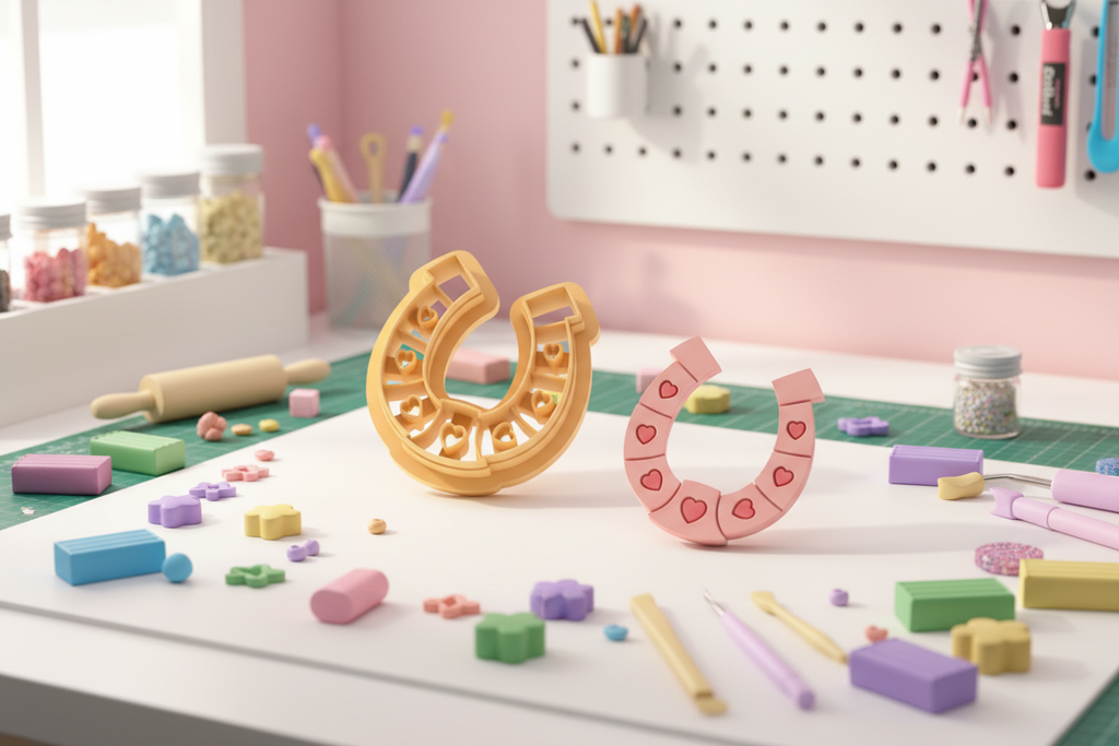 Emporte-pièce fer à cheval cœurs – pâte polymère bijoux DIY – 25 à 45 mm – EP-392 – fabriqué en France
