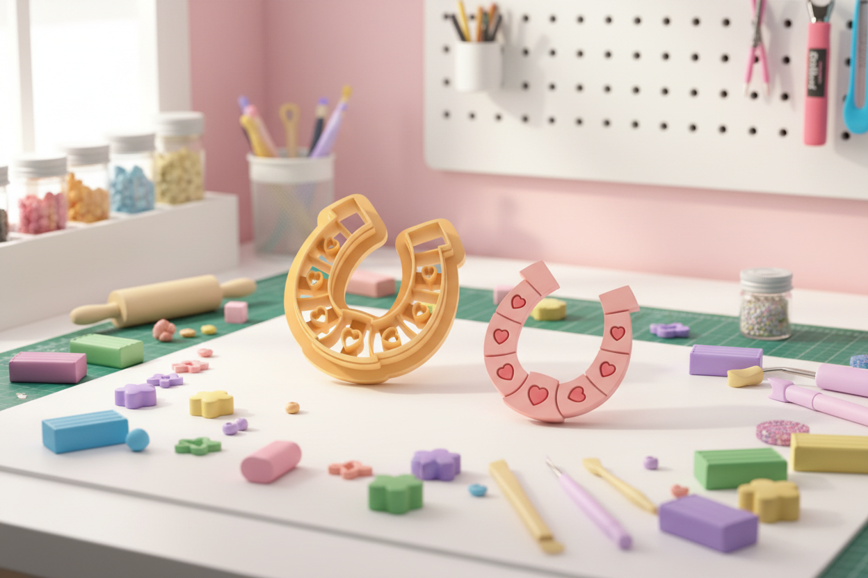 Emporte-pièce fer à cheval cœurs – pâte polymère bijoux DIY – 25 à 45 mm – EP-392 – fabriqué en France