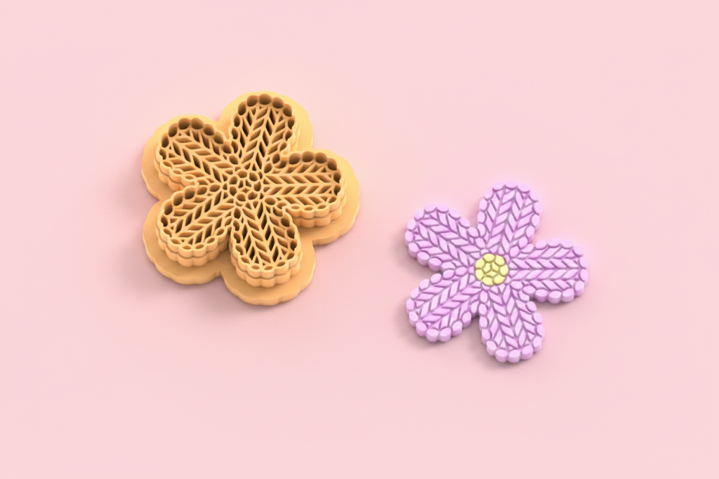 Emporte-pièce fleur texturée pampille – pâte polymère bijoux DIY – 30 à 50 mm – EP-394 - fabriqué en France