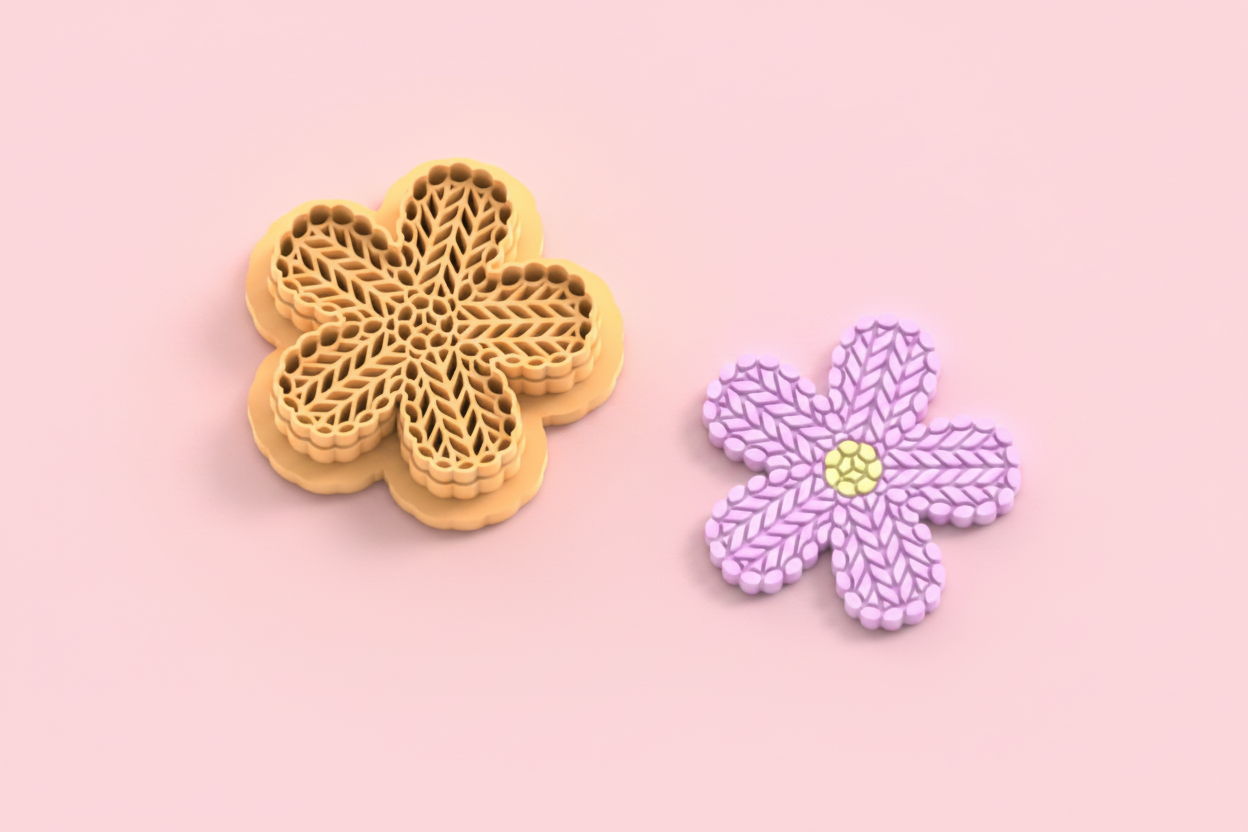 Emporte-pièce fleur texturée pampille – pâte polymère bijoux DIY – 30 à 50 mm – EP-394 - fabriqué en France