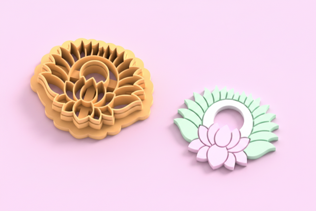 Emporte-pièce fleur lotus pampille – pâte polymère bijoux DIY – 30 à 50 mm – EP-396 – fabriqué en France