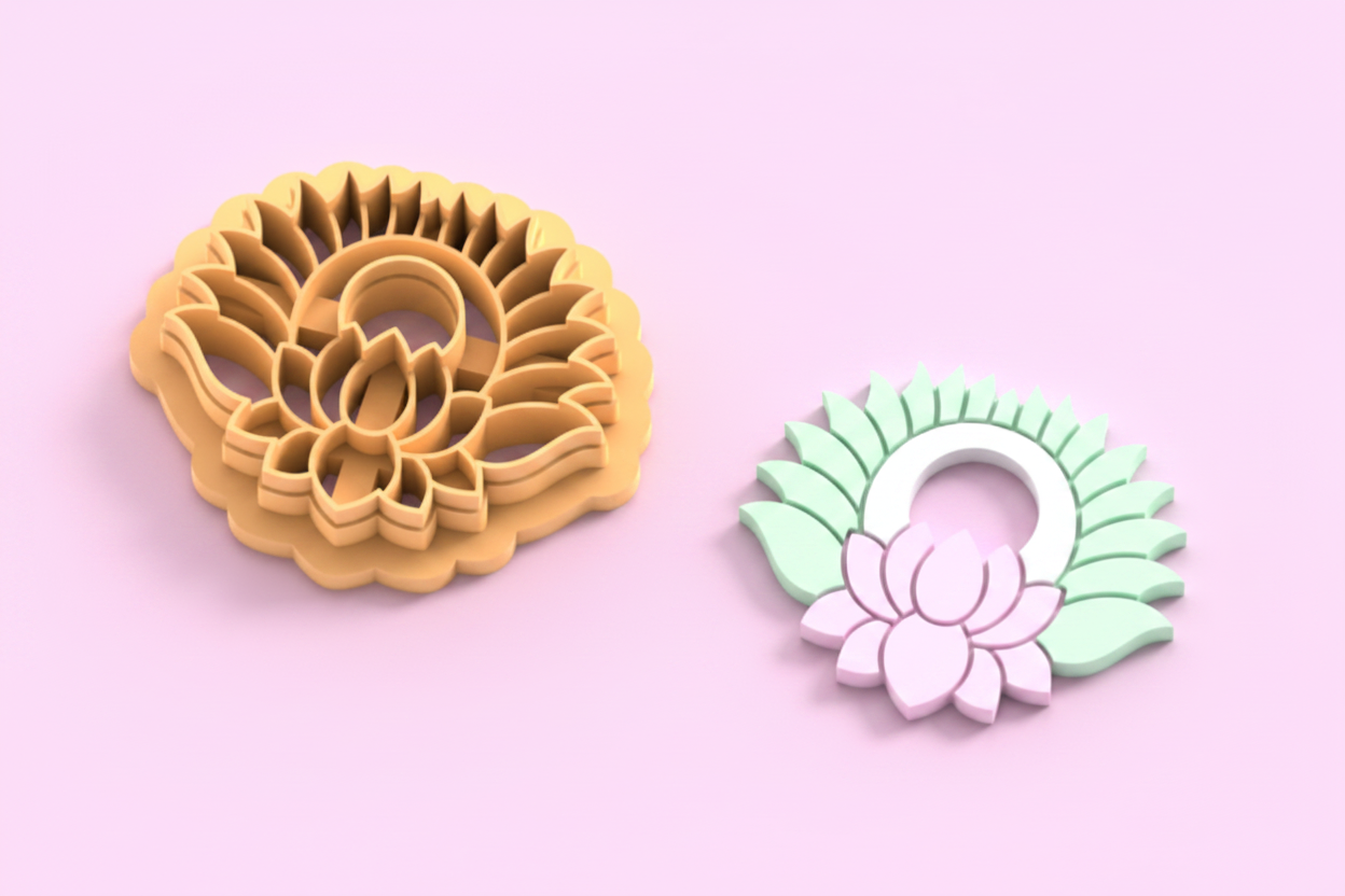 Emporte-pièce fleur lotus pampille – pâte polymère bijoux DIY – 30 à 50 mm – EP-396 – fabriqué en France