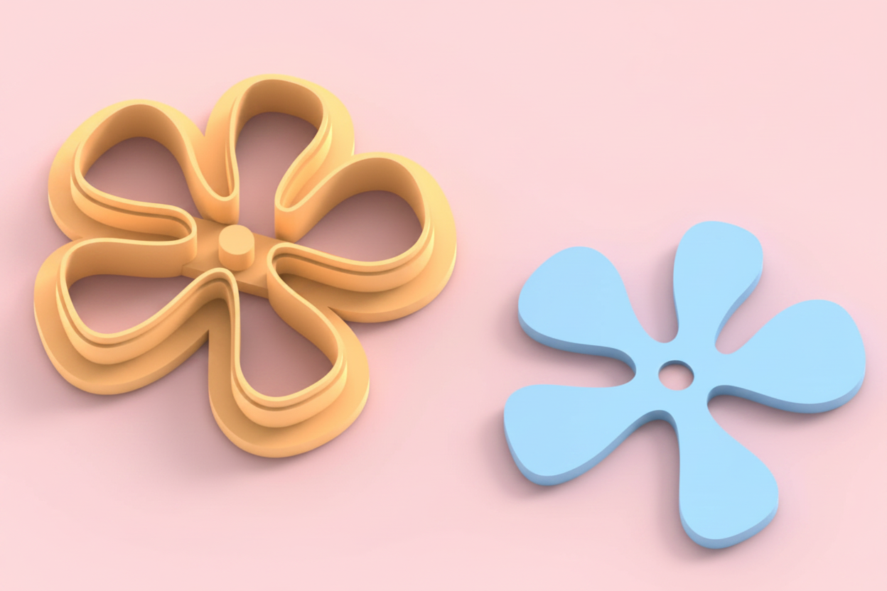 Emporte-pièce fleur minimaliste pampille – pâte polymère bijoux DIY – 20 à 45 mm – EP-399 – fabriqué en France