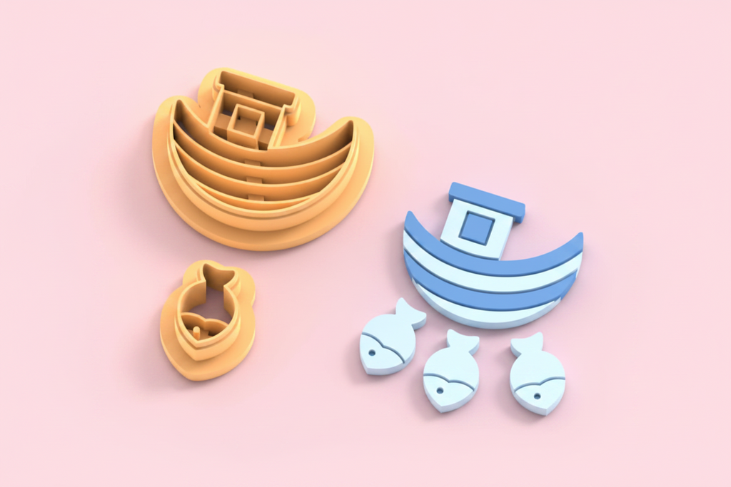 Emporte-pièce bateau et poisson DIY – lot de 2 – 25 à 45 mm – EP-454