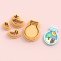 Emporte-pièce île paradisiaque en bouteille DIY – lot de 4 – 30 à 50 mm – EP-463