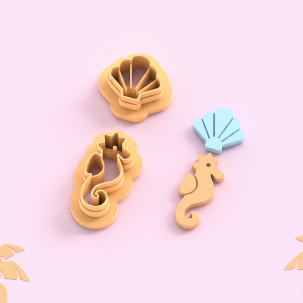 Emporte-pièce hippocampe et coquillage DIY – lot de 2 – 30 à 50 mm – EP-468