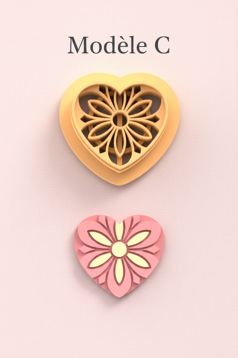 Emporte-pièce cœurs fleuris DIY – 4 modèles au choix – 20 à 45 mm – EP-473