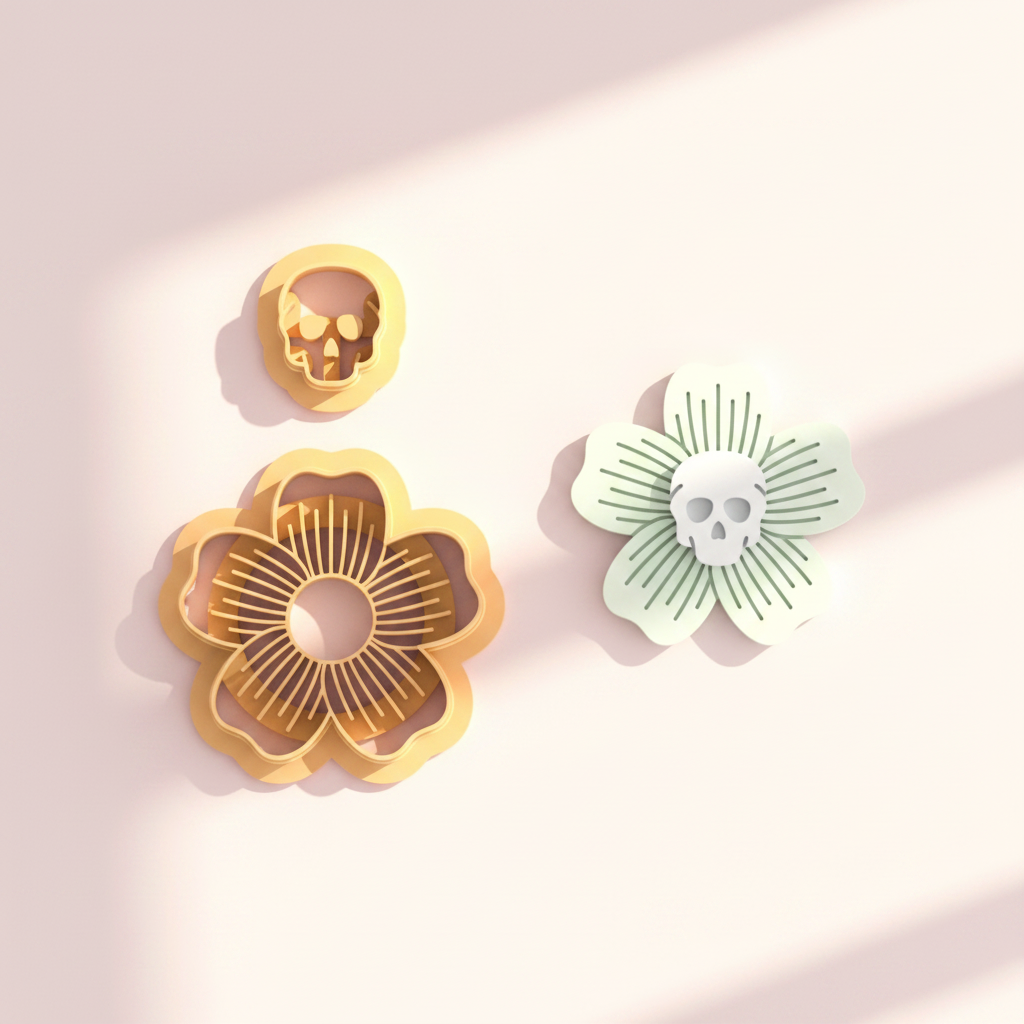 Emporte-pièce Fleur tête de mort – Lot de 2 – 25 à 45 mm – EP-568