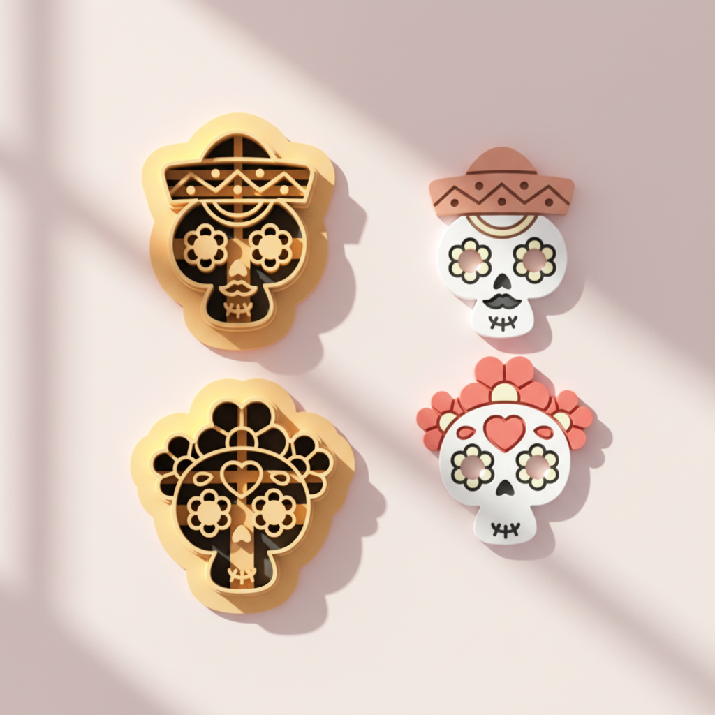 Emporte-pièce Tête de mort mexicaine (Calavera) – Modèle au choix – 25 à 45 mm – EP-618