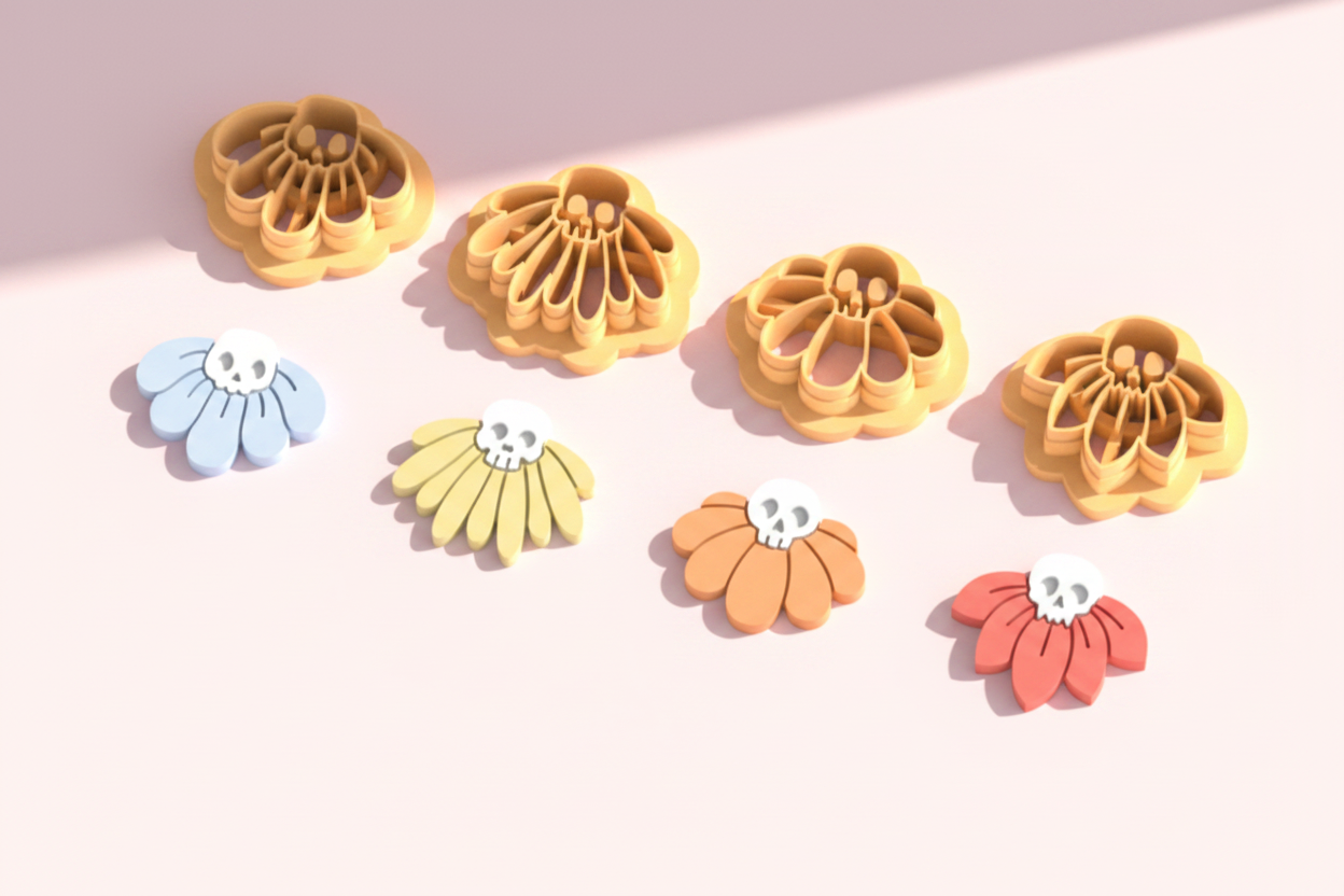 Emporte-pièce Fleur tête de mort – Modèle au choix – 25 à 45 mm – EP-626